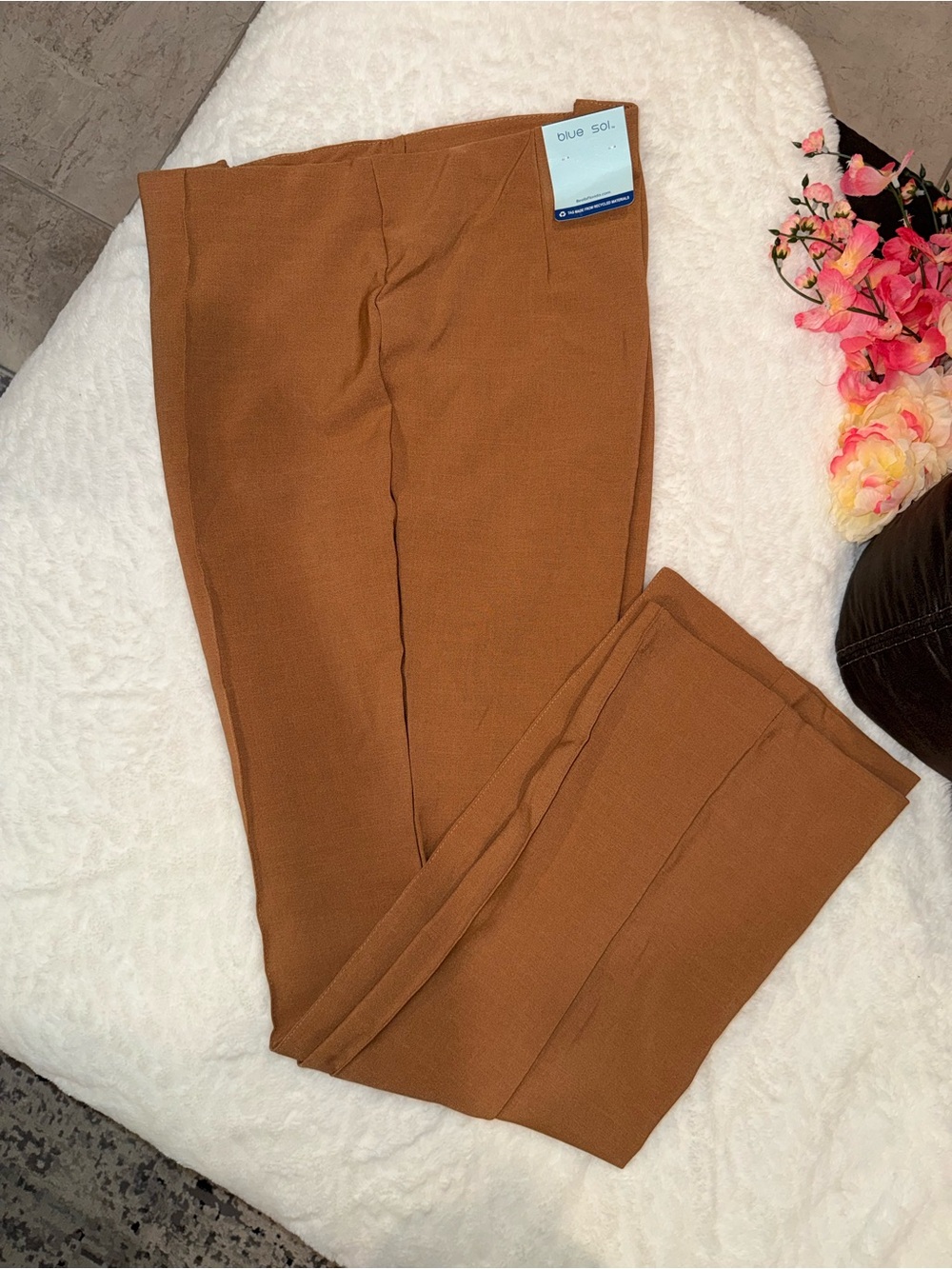 2 x 20$ Blue Sol Women's Knit Wide-Leg Pants in Rust Brown Size XL